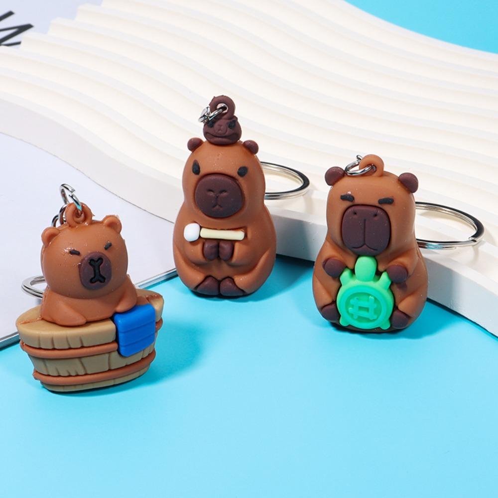 Turtle Capybara Key Ring Mental Animal Pendant Bag Accessories Cartoon Keychain  Girls