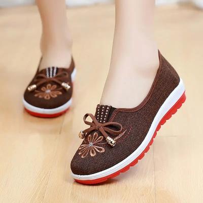 Women Cute Sweet Black Spring Slip On Flat Shoes Lady Casual White Canvas Cloth Shoes Lady Comfortable Nurse Work Shoes