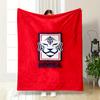 Red Tiger Logo with 'KOREA' Text Patterned Flannel Blanket Perfect for the Bedroom Living Room, Sofa, or a Little Nap