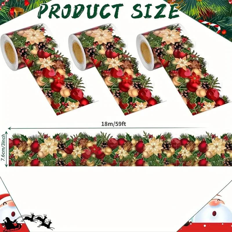 18m/Roll Festival Home Decoration Stickers - Christmas Wall Sticker Border, Blackboard Bulletin Board Border Sticker