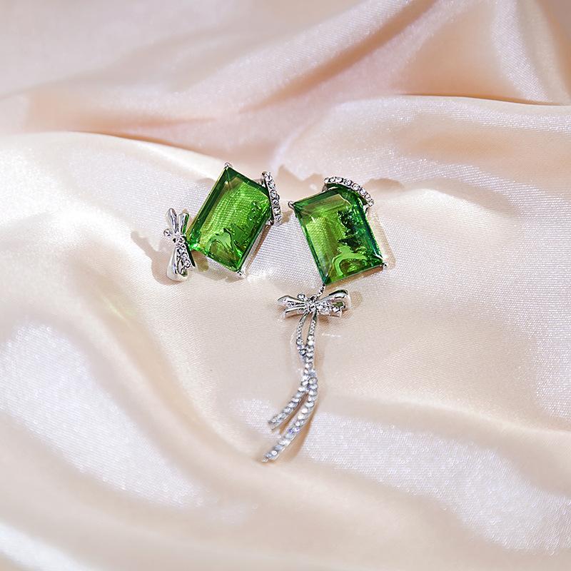 

Зеленые асимметричные серьги, элегантные женские серьги с геометрическим рисунком зелёный