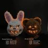 Glowing Animal Mask Halloween Horror Bloody Rabbit Bear Decoration Props Unisex Simulate Fur Mask Cosplay Costume Party Gifts