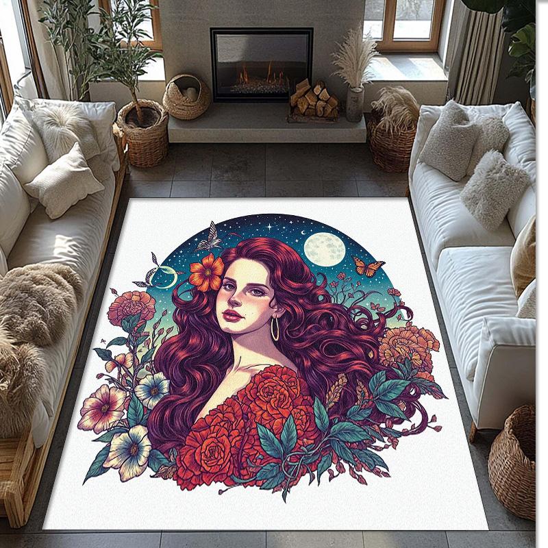 Soft Crystal Velvet Floor Rug,Lana Del Rey Anti Slip Decorative Carpet, Plush Area Mat For Indoor Home Decoration