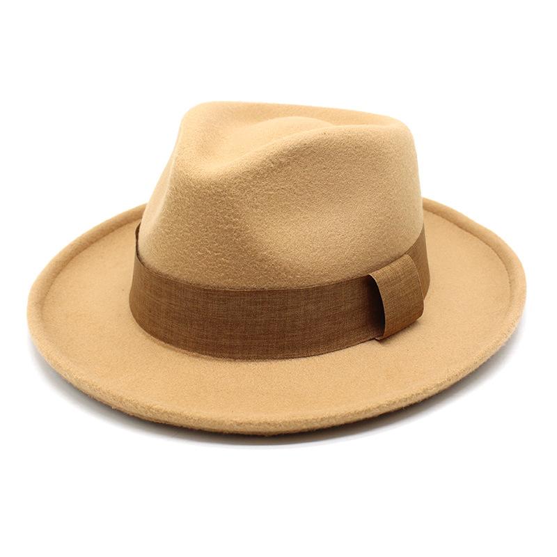 High Quality Woolen Top Hat Women'S British Retro Rolled-Brimmed Jazz Hat Men'S Casual Felt Hat Top Hat Lmn186