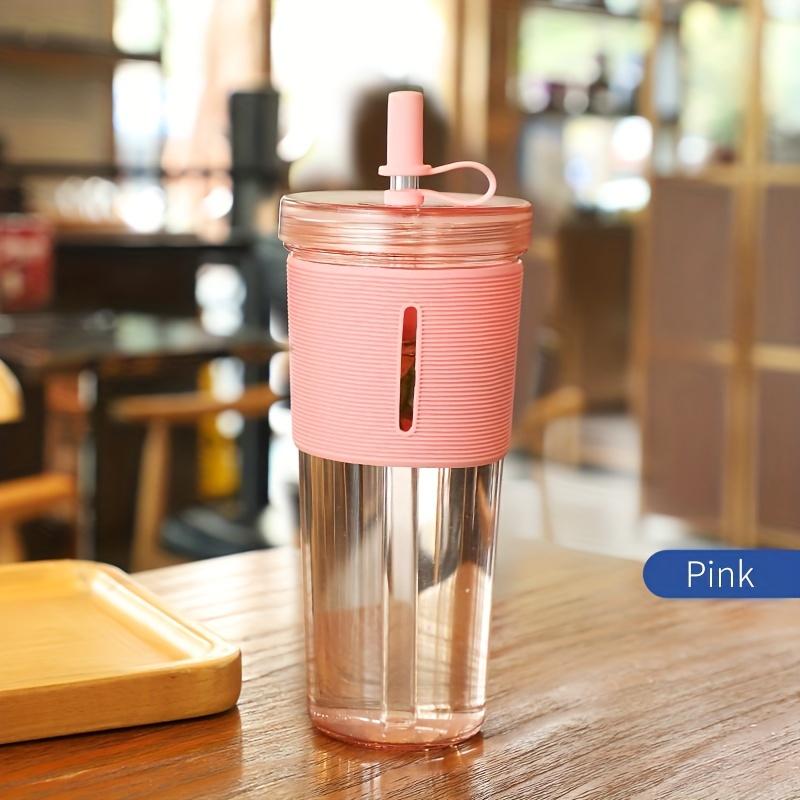 1pc 710Ml/24Oz Large Capacity Coffee Cup | Plastic High Temperature Resistant Sports Water Bottle, Reusable Cups with Straws
