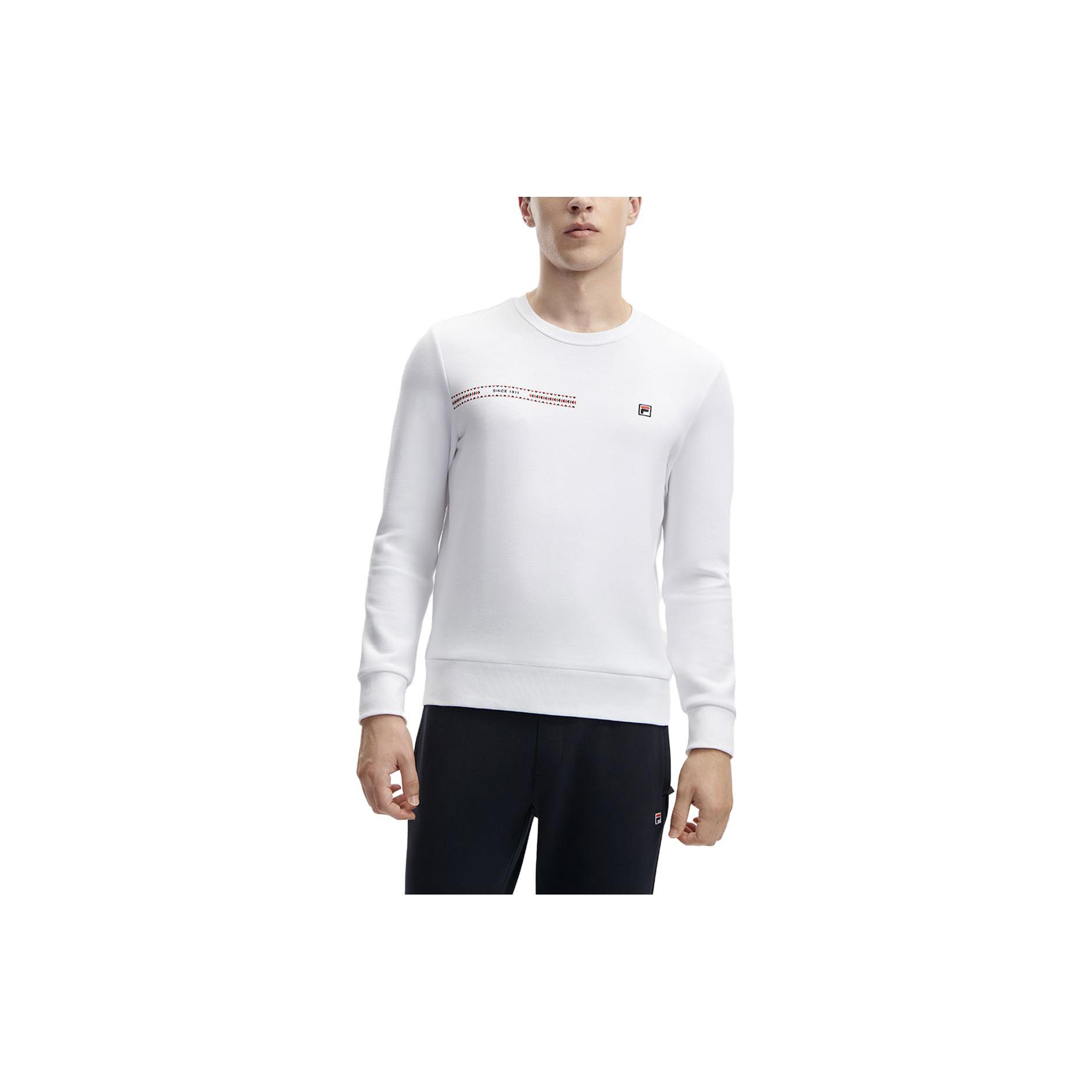 FILA Sweatshirts Men s Standard White Crew Neck Moderate Regular F11M341204F-WT 2XL