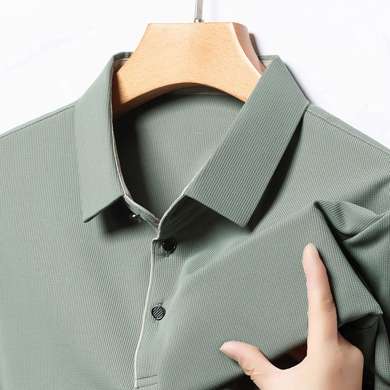 Solid Color Polo Shirt Men Business Polo Collar Half Sleeved Top Summer Casual Short Sleeved T-shirt Men Mountaineering Shirts