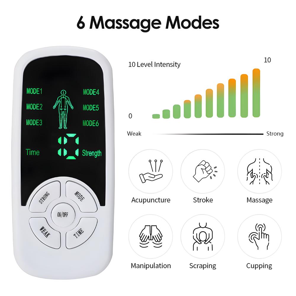 EMS Pulse Electric Muscle Stimulator Back Neck Body Massager Tens Acupuncture Meridian Physiotherapy Digital Massage Tools