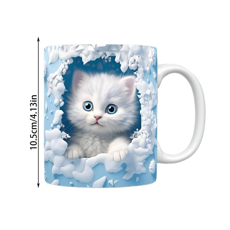 Cute Cat Mug Cute Kitten Hole In The Wall Ceramic Coffee Mug Holiday Coffee Latte Mug Novelty Space Design Drinking Cups For