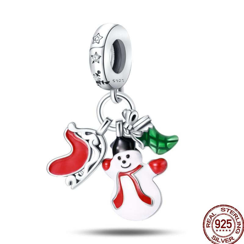 Copper Copper Snowman Gingerbread Santa Claus Ornaments Beads Suitable For 3Mm Original Bracelet Diy Jewelry