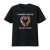 Mens Cancer Sucks Awareness T Shirt with Multicolor Ribbon Design for Breast Prostate Lung Skin Colon Causes vintage Washed