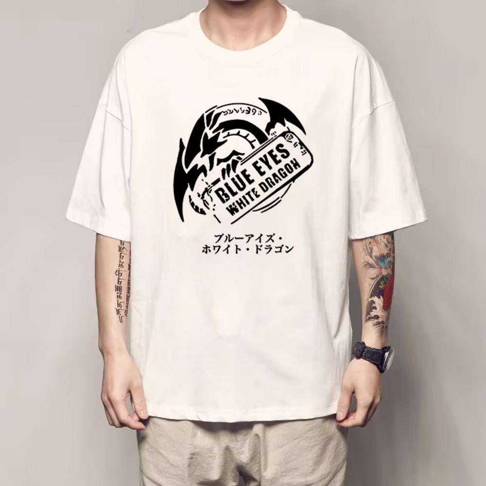 Summer Game King Tee Muto Games Blue Eyes White Dragon Print Men's T-shirt Short Sleeve Dark Mage Clothes Giant Divine Soldiers