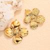 18K Gold Stainless Steel Flower Pendant Necklace & Earrings Set