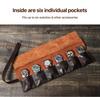 Oil Wax Cowhide Six-Watch Tie-Up Leather Travel Pouch