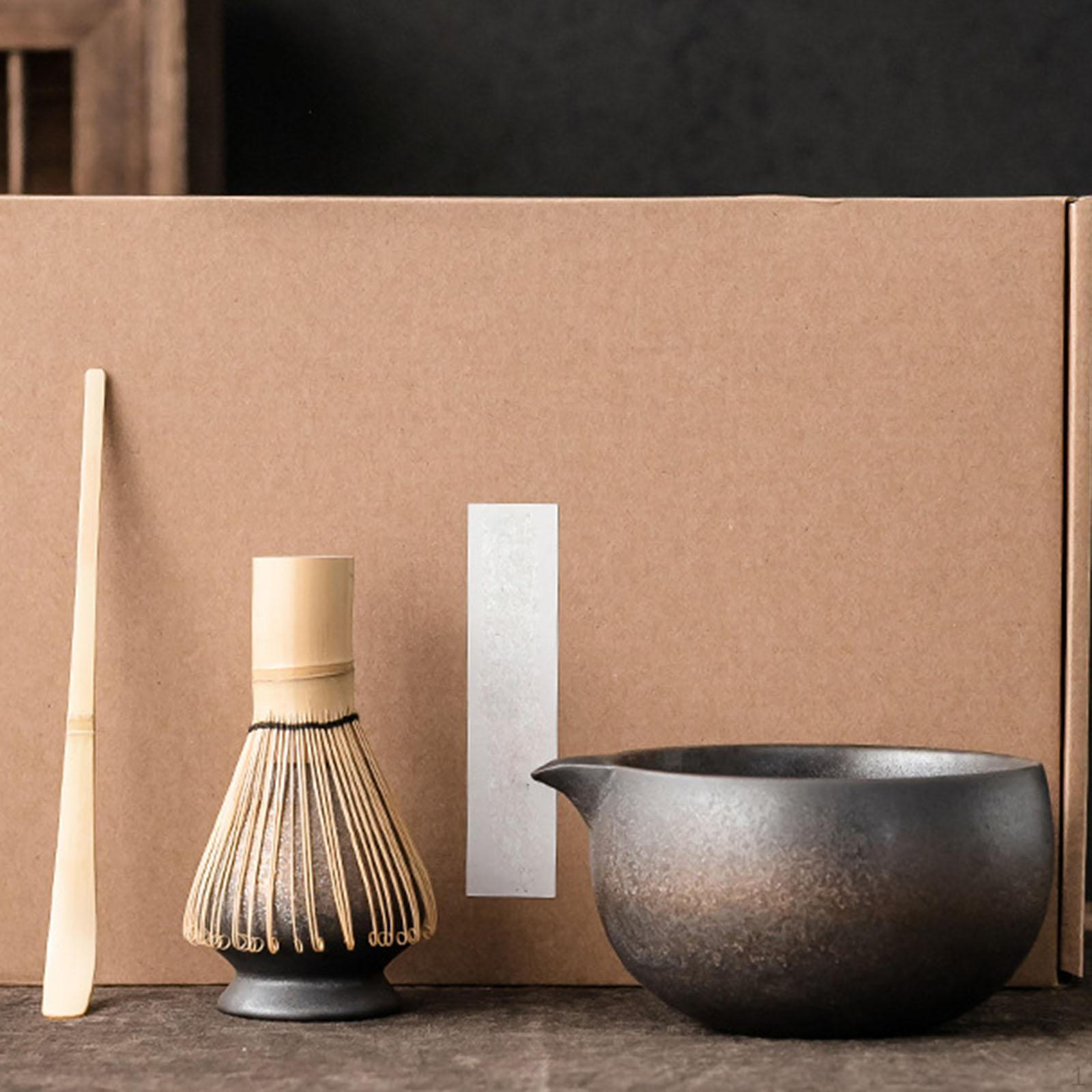 

Полный набор чая матча с бамбуковым венчиком и чашей grey bowl