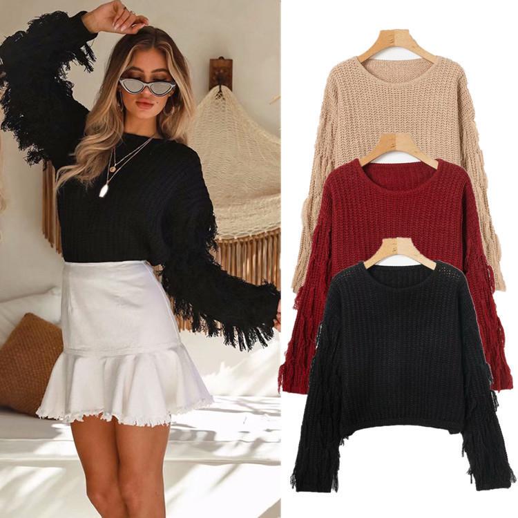 2025 Autumn/Winter Women's European & American Style Loose Tassel Knit Sweater