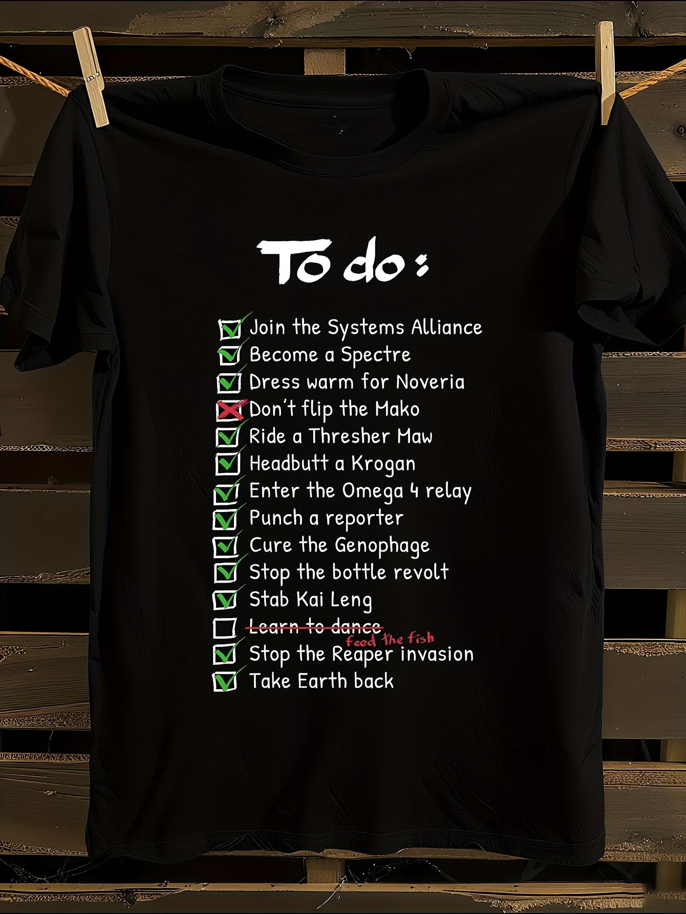 Mass Effect Commander Shepard to-Do List T-shirt M