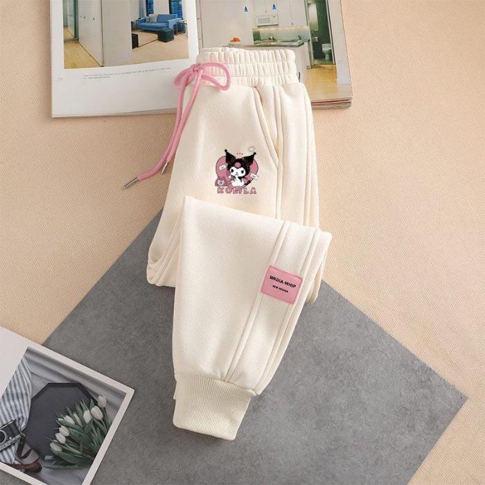 

Куроми Девичьи флисовые спортивные штаны - Мультяшный принт, Теплые и толстые, С манжетами для весны/осени 150 cm