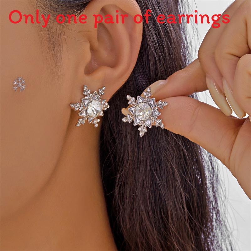 Elegant Snowflake Drop Earrings With Zircon Stones For Women Holiday Party Accessories