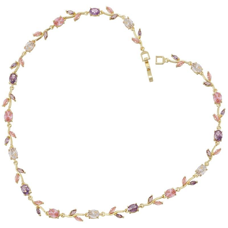 Light Luxury AAAAA Zircon Bracelet & Necklace Women's Exquisite Tulip Plant Design Jewelry Set