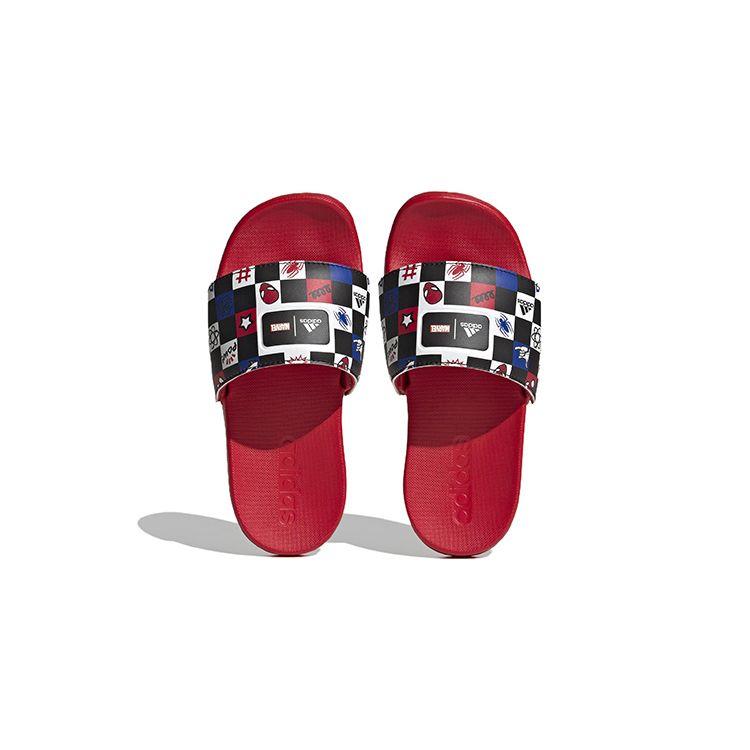 Disney X Adidas Adilette Comfort Slide J Spider-Man Checkerboard Kids Sneakers Black Core-Black Cloud-White HP7758