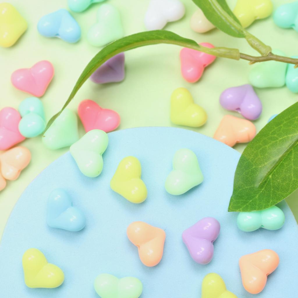 Macaron Color Jewelry Accessories Medium Heart Beads Necklace Making DIY Fashion Fart Peach 20pcs Creamy Bracelet