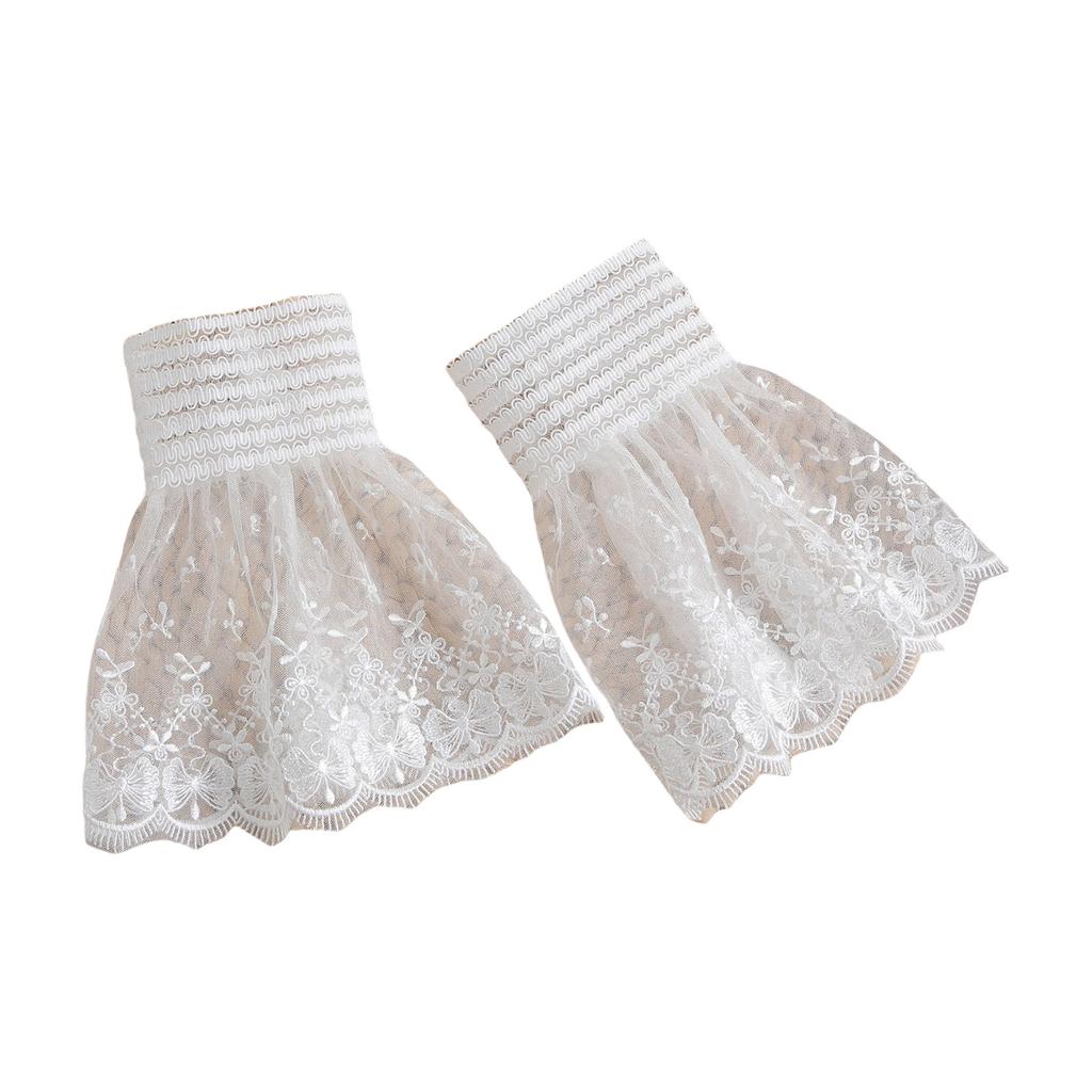 Faux Sleeves Decorative Trumpet Sleeves for Sweater Embroidery Lace False Sleeves Cuff Extension Easy Wear Wrist Cuffs