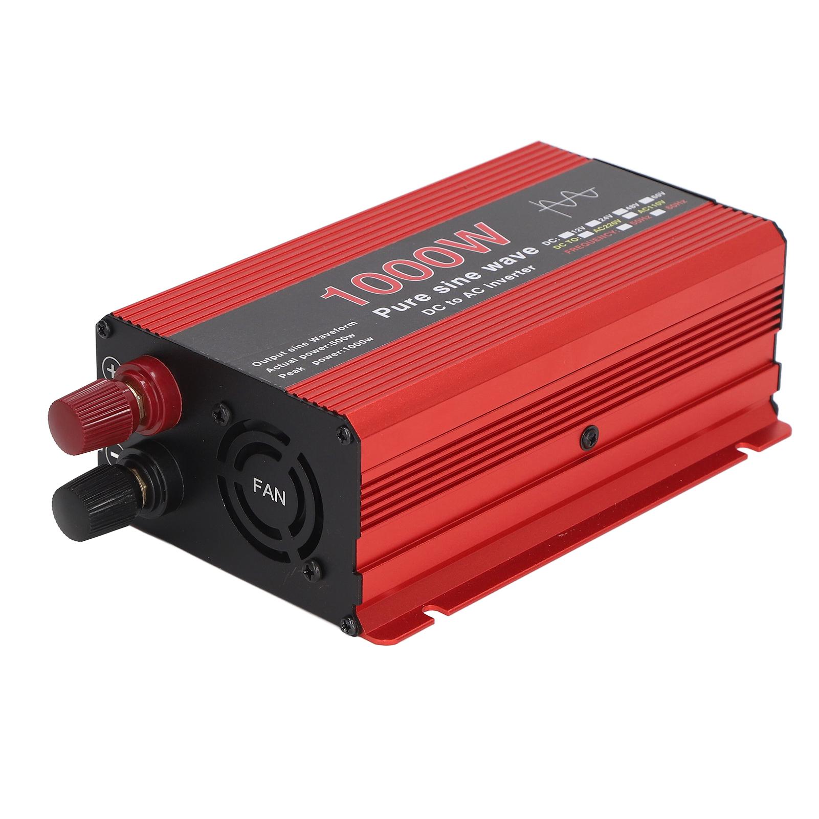 

Инвертор мощности 1000 Вт Чистая синусоида DC 12 В в AC 220 В Защита от перегрузки для солнечной, ветровой, автомобильной энергии