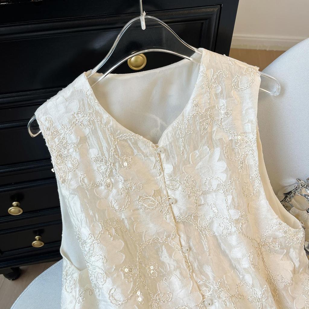 Eugen vest summer thin retro embroidered vest sleeveless vest