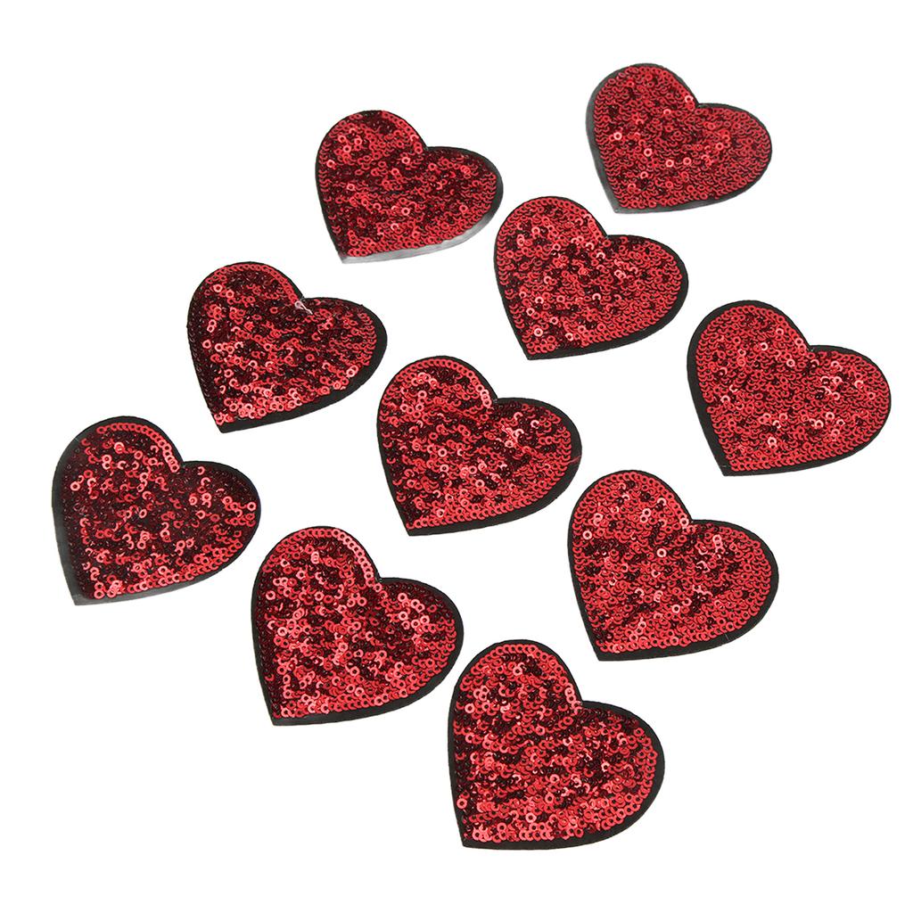 10PCS Red Heart Patch DIY Sewing Cotton Ironing On Patch Embroidered Applique for Sewing Wedding