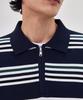 THEKNITCOMPANY Orea Stripe Zipper Polo Shirt - Astral Navy