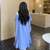 Pajamas women's summer sweet princess style lace short-sleeved pajamas women's loose long over-the-knee girls' home
