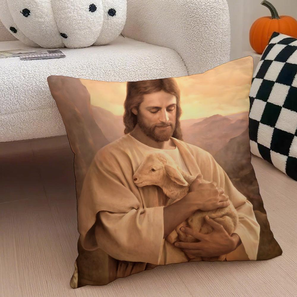 Classical Sacred The LLamb of God Cushion Cover Throw Pillow Cover Hidden Button Durable Polyester Chair Cushion
