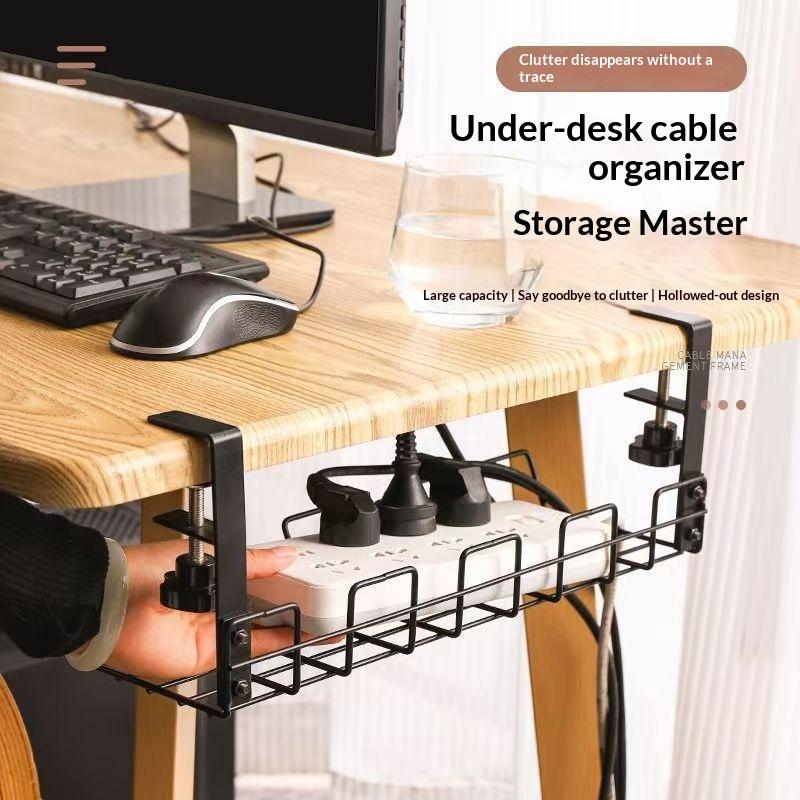 Under Desk Cable Management Tray No Drill Easy Clean Metal Cable Organizer for Home Office Small Business Desk Wire Storage