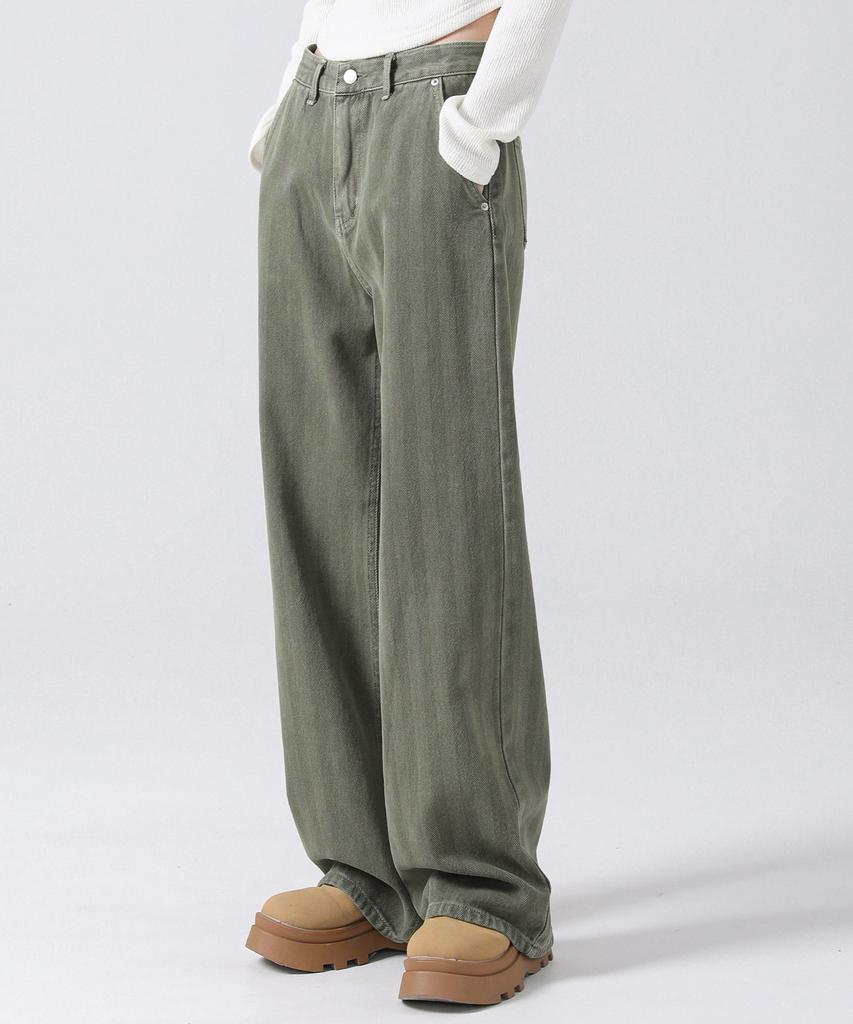 AVANDRESS Herringbone Wide Pants Beige