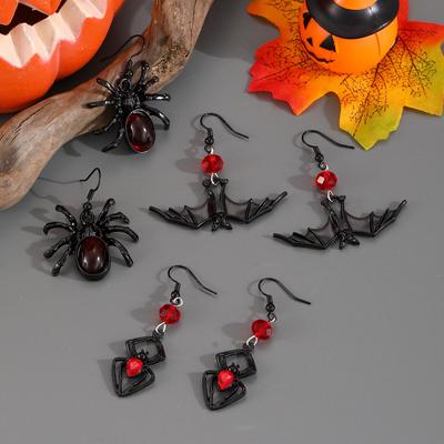 Retro Halloween Cross-Border Earrings: Spider, Bat, Web, and Skull