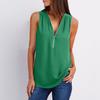 Women‘s Zipper V-Neck Sleeveless Casual Solid Tops  Blouse Loose Vest T-Shirts