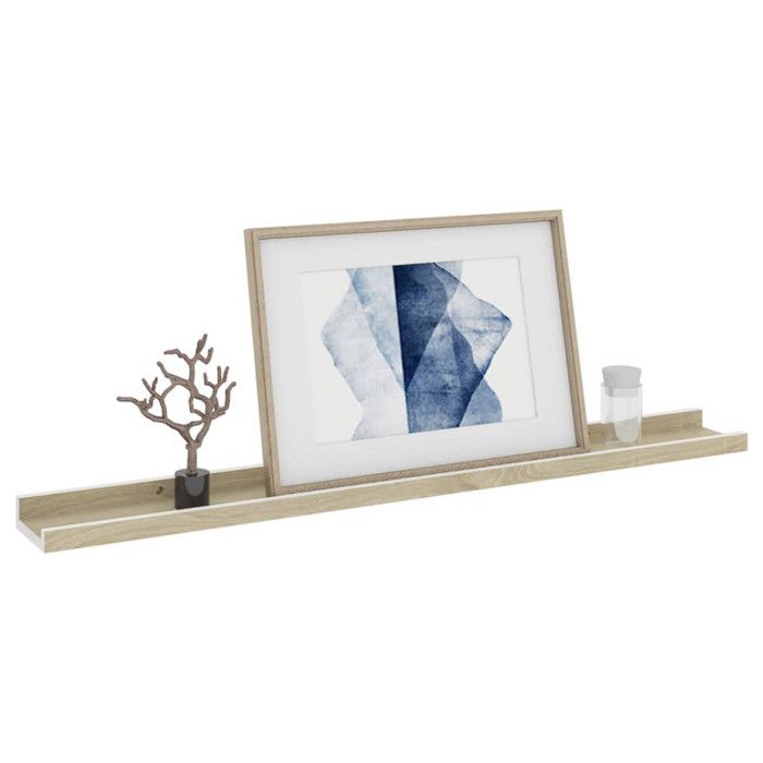 VidaXL Wall Shelves 2 Pcs White and Sonoma Oak 80x9x3 Cm