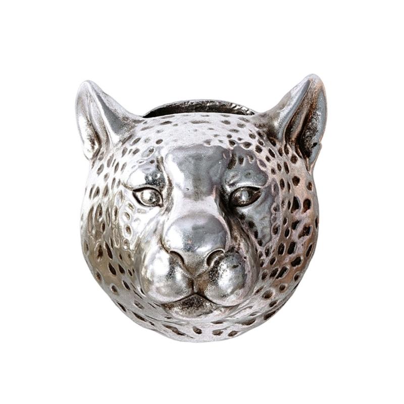 Dekorativer Leopardenkopf Hängepflanzer Handgefertigter Harz-Blumentopf Modischer Leoparden-Themen-Wandmontierter Blumentopf für Balkon Büro
