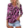 Women's Casual Fashion Sexy Comfortable V-neck Floral, Plaid Three-quarter Sleeve Top