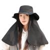 Women'S Sun Hat Solid Color Bucket Hat With Neck Cover Outdoor Uv Sun Protection Wide Brim Hats For Travel Holiday Beach Playing