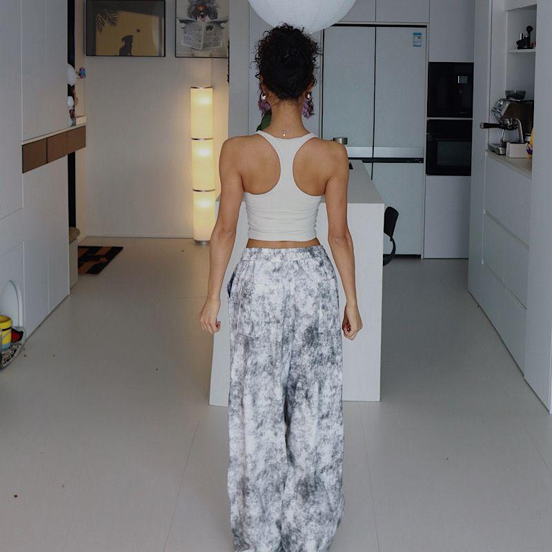 American Tie-Dye Summer Paratrooper Athleisure Ice Silk Straight-leg Loose Pants Jogger Pants Pants