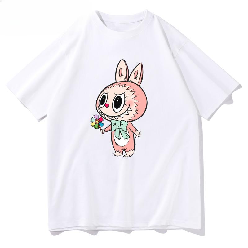 Labubu Graffiti Series Graphic T Shirts Daily Harajuku 100% Cotton Men Women Short Sleeve Vintage O-Neck Oversized Unisex Tops
