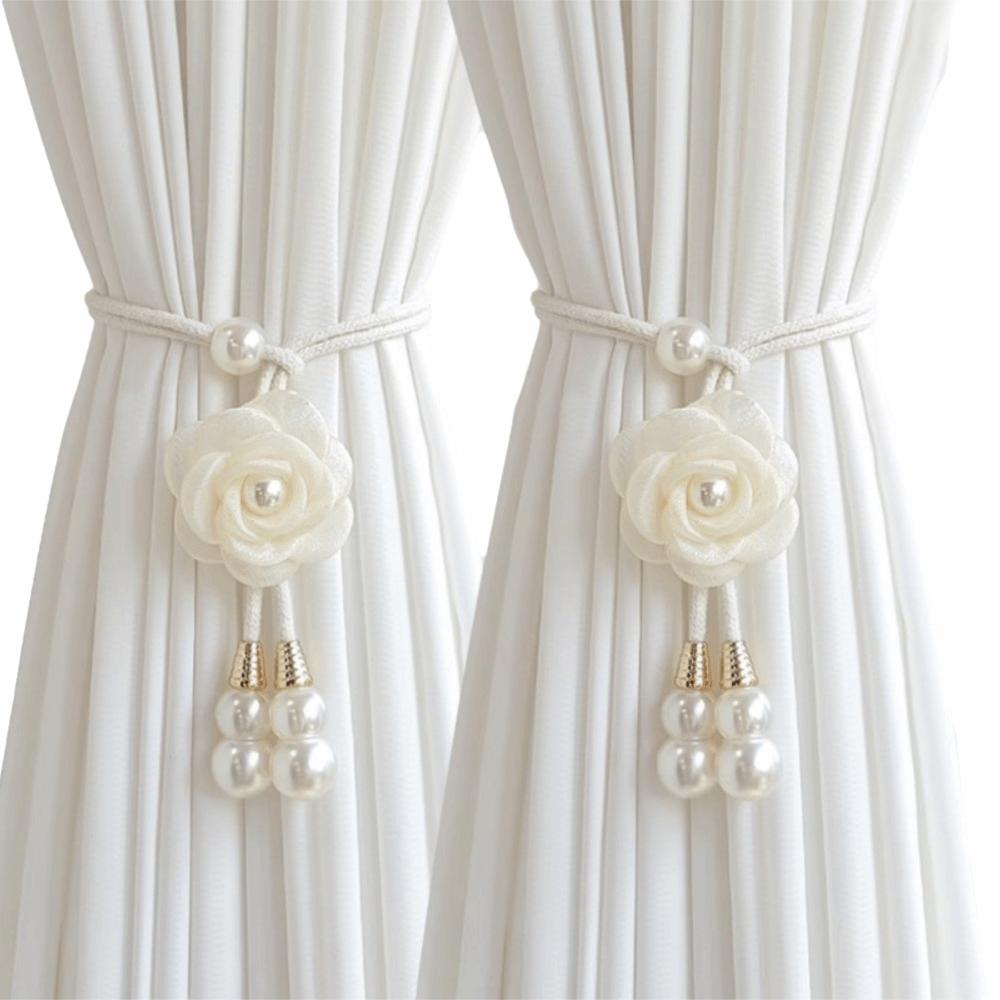 2Pcs Minimalist Camellia Curtain Tiebacks Modern Curtain Ties Floral Curtain Tiebacks  Home Decor бежевый