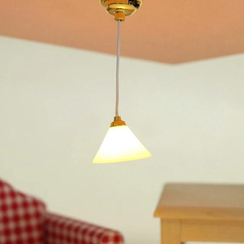 White Miniature Chandelier Light Dollhouses Small LED Light Dollhouse Furniture Lighting for Modern or Vintages Decors