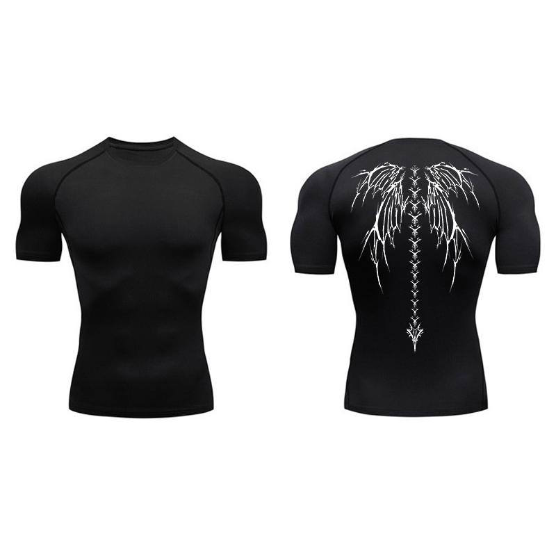 Graphic Compression Shirts for Men Short Sleeve Rash Guard Gym Workout Tshirt Tees Athletic Quick Dry Baselayer Undershirts Tops
