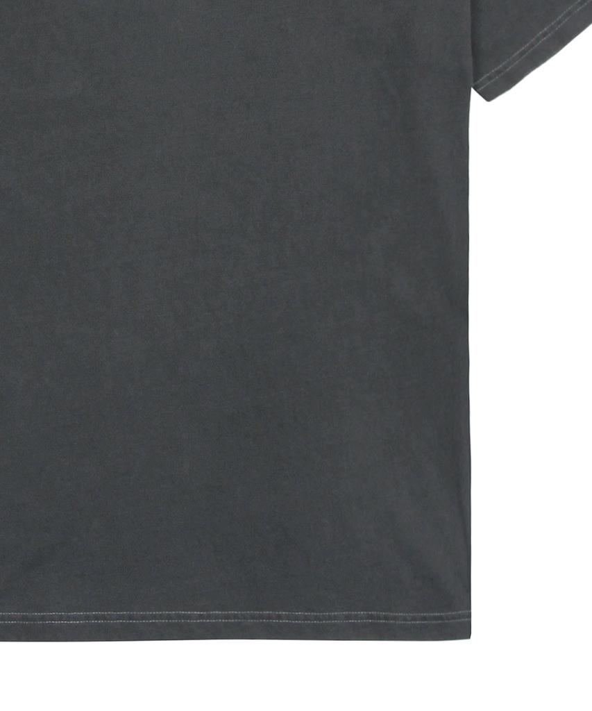 GRAVER [Unisex] Small Drawing Smile Pigment Short Sleeve T-Shirt_Black Charcoal/Gray Logo