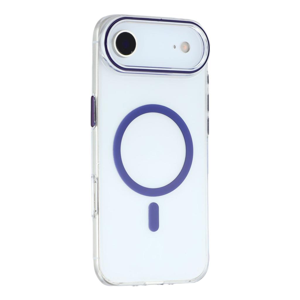 For iPhone Air Magnetic Case Clear PC Phone Back Cover with Metal Buttons
