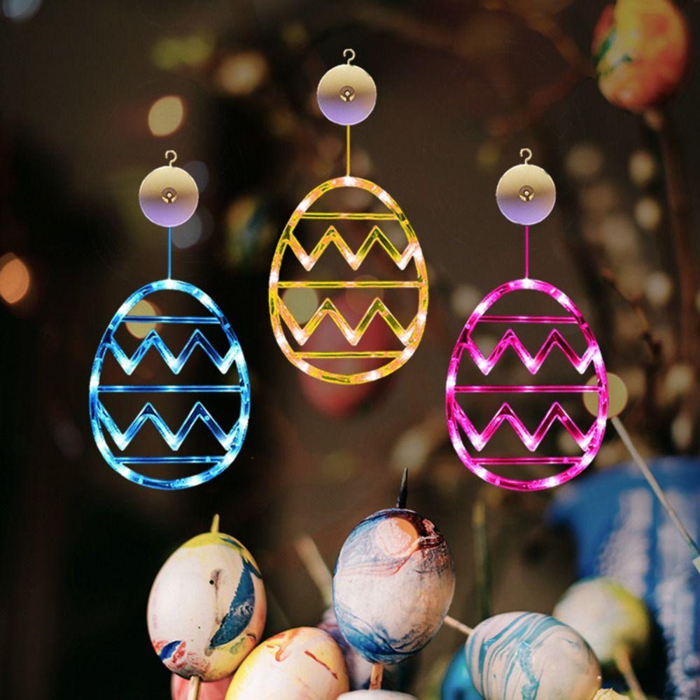 Multicolor Egg Suction Cup Light Plastic Atmosphere Light New Easter Window Lights  Party