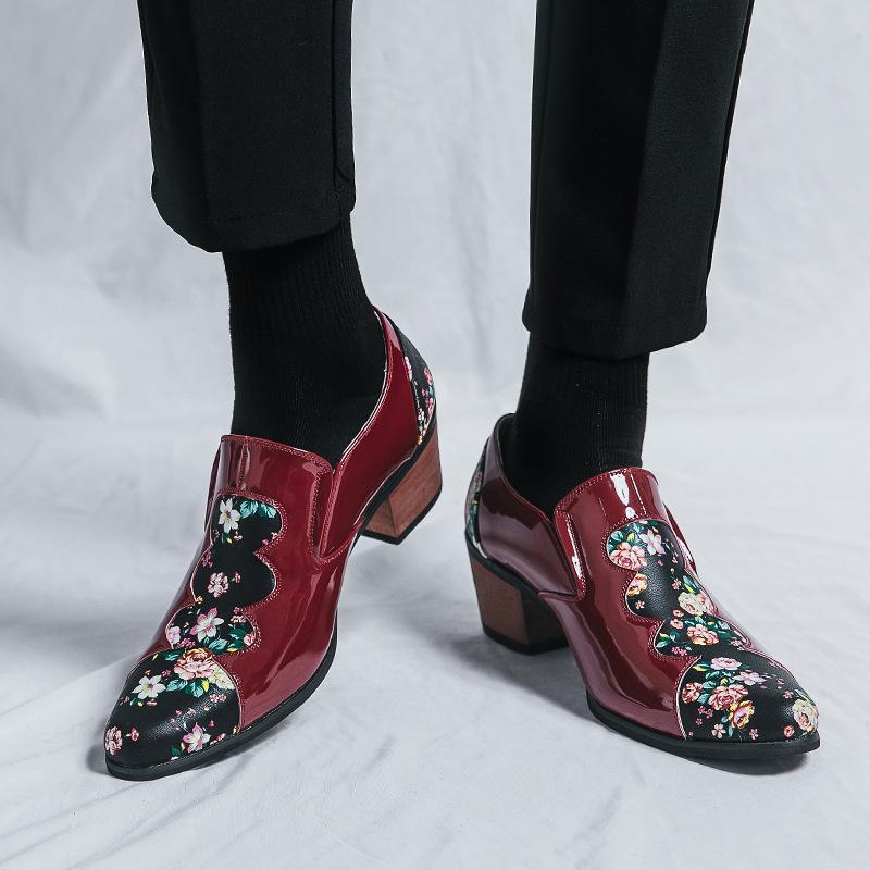 Men's Leather Shoes Fashion Trend British Style Small Leather Shoes Young Men's Height-increasing Leather Shoes Hairstylist Shoes